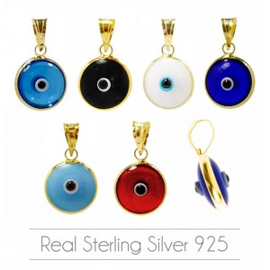 Evil Eye silver 925 gold plated double sided 6mm / 8mm / 10mm Hanging Evil Eyes