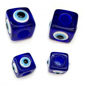 Acrylic evil eye blue cube bead 16mm / 23mm with big hole Acrylic Beads
