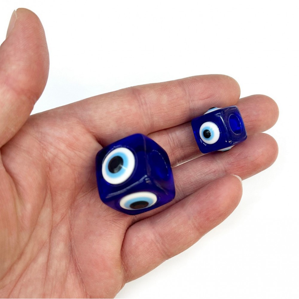 Acrylic evil eye blue cube bead 16mm / 23mm with big hole Acrylic Beads