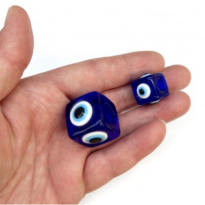 Acrylic evil eye blue cube bead 16mm / 23mm with big hole