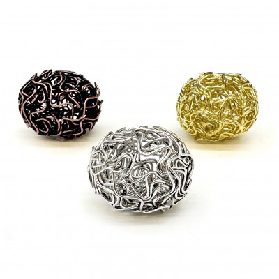 Handmade wire bead oval 22x18mm