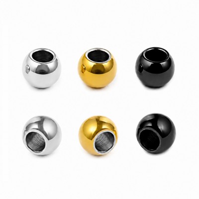 Ανοξείδωτο Ατσάλι χάντρες 3mm/ 4mm/ 5mm, με μεγάλη τρύπα (συσκευασία)