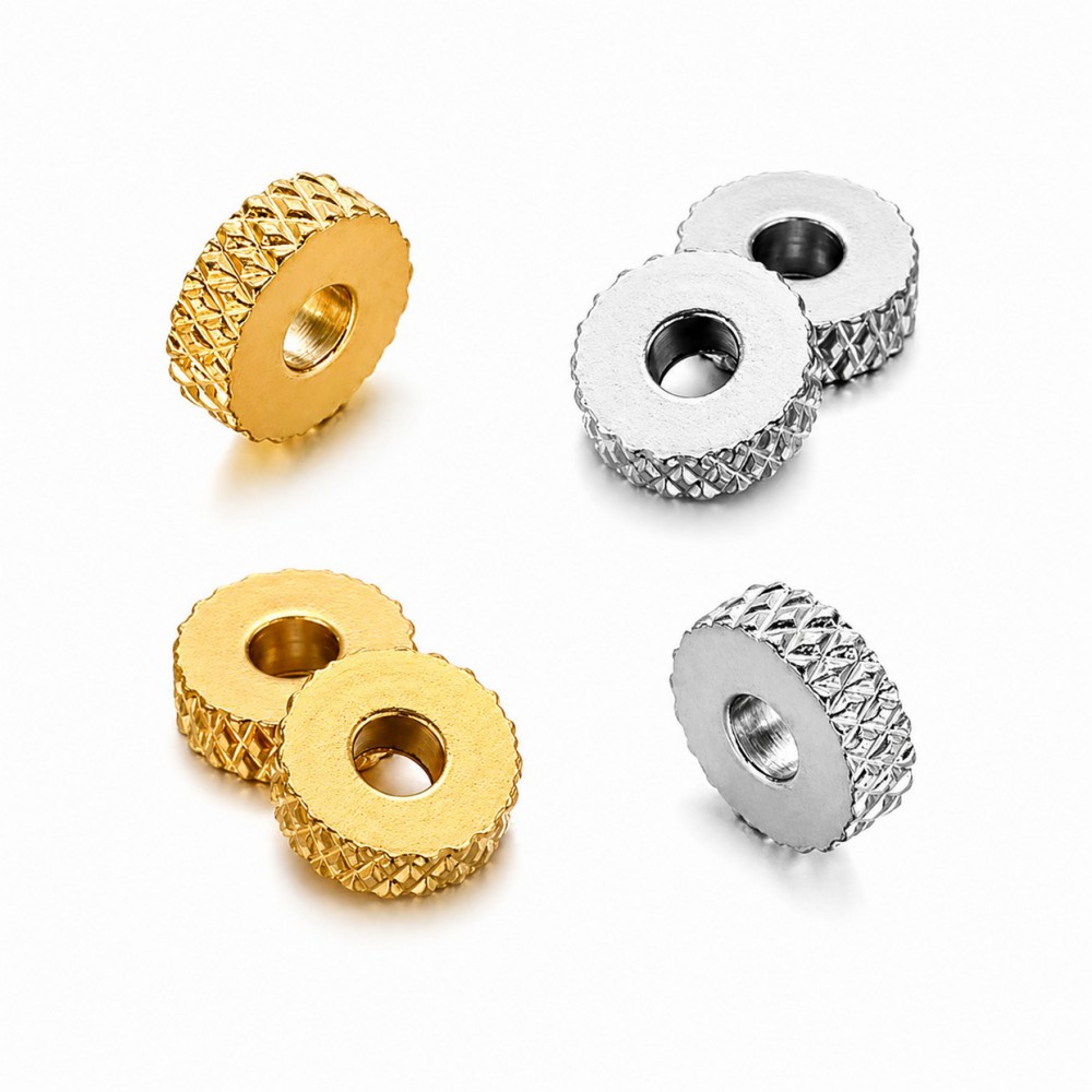 Ατσάλινες χάντρες πλακέ ροδέλα με σχέδιο 3mm / 4mm / 5mm (συσκευασία) Μεταλλικές Χάντρες