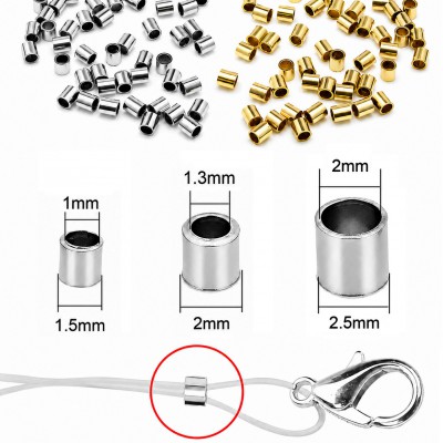 Ανοξείδωτο Ατσάλι Στοπ χάντρες σωληνάκι 1.5mm / 2mm / 2.5mm (συσκευασία)