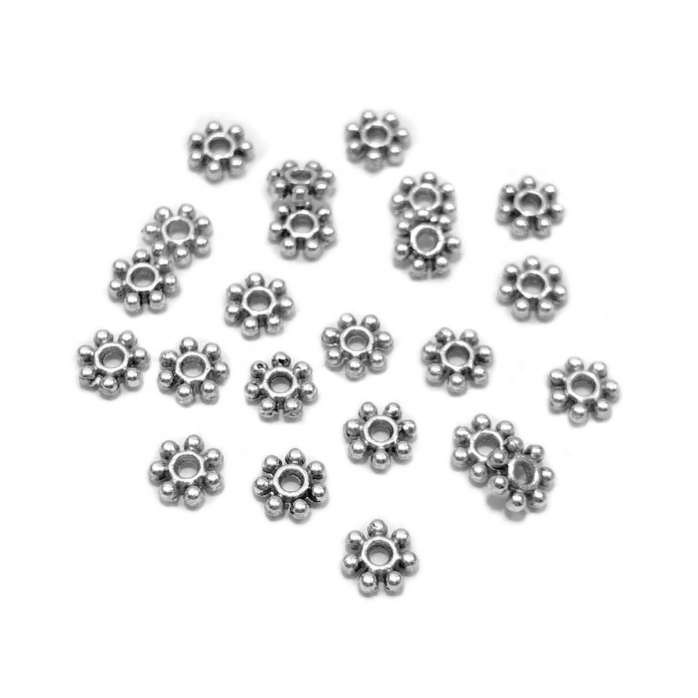 Μεταλλικές χάντρες ροδέλα ασημί χρώμα 5mm x 1.5mm (συσκευασία∽50τμχ.) Μεταλλικές Χάντρες