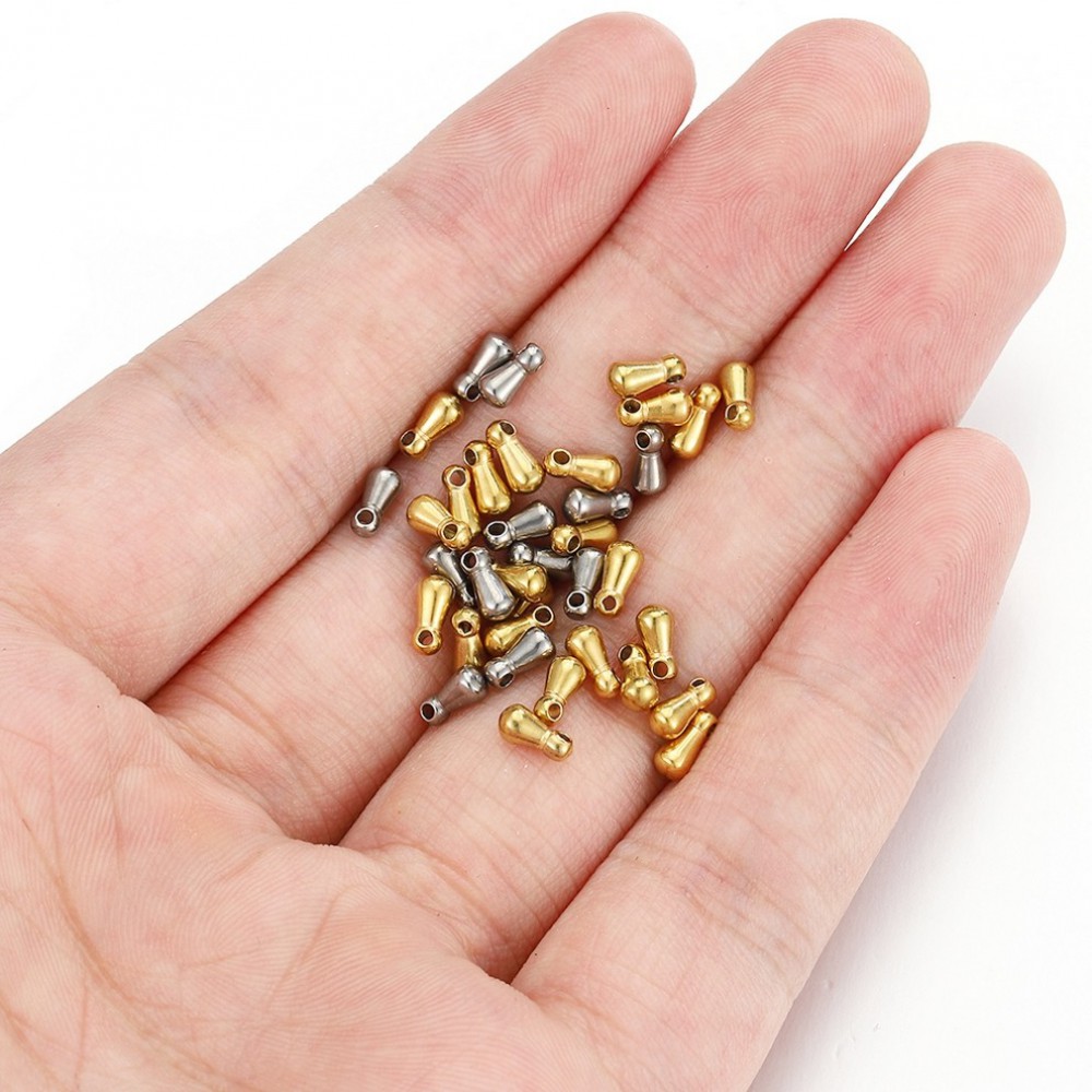 Ατσάλινη χάντρα δάκρυ 6x3mm τελική για αλυσίδα Μεταλλικές Χάντρες