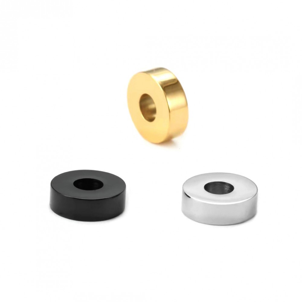 Ατσάλινες χάντρες πλακέ ροδέλα 4mm / 5mm / 6mm (συσκευασία/16χάντρες) Μεταλλικές Χάντρες