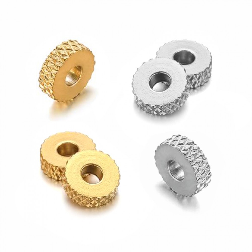 Ατσάλινες χάντρες πλακέ ροδέλα με σχέδιο 3mm / 4mm / 5mm (συσκευασία) Μεταλλικές Χάντρες