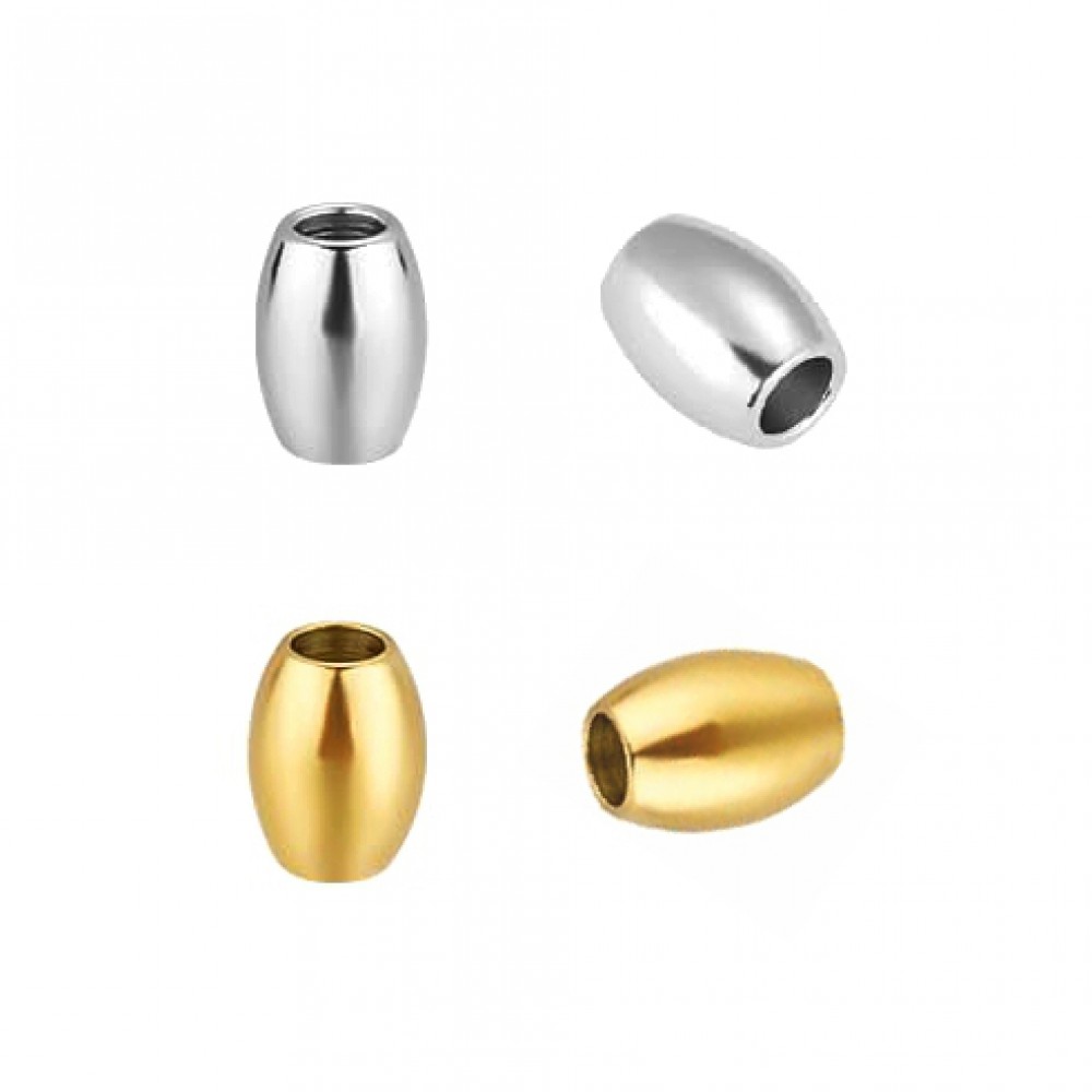 Ατσάλινες χάντρες οβάλ 4x3mm / 5x4mm (συσκευασία/16χάντρες) Μεταλλικές Χάντρες