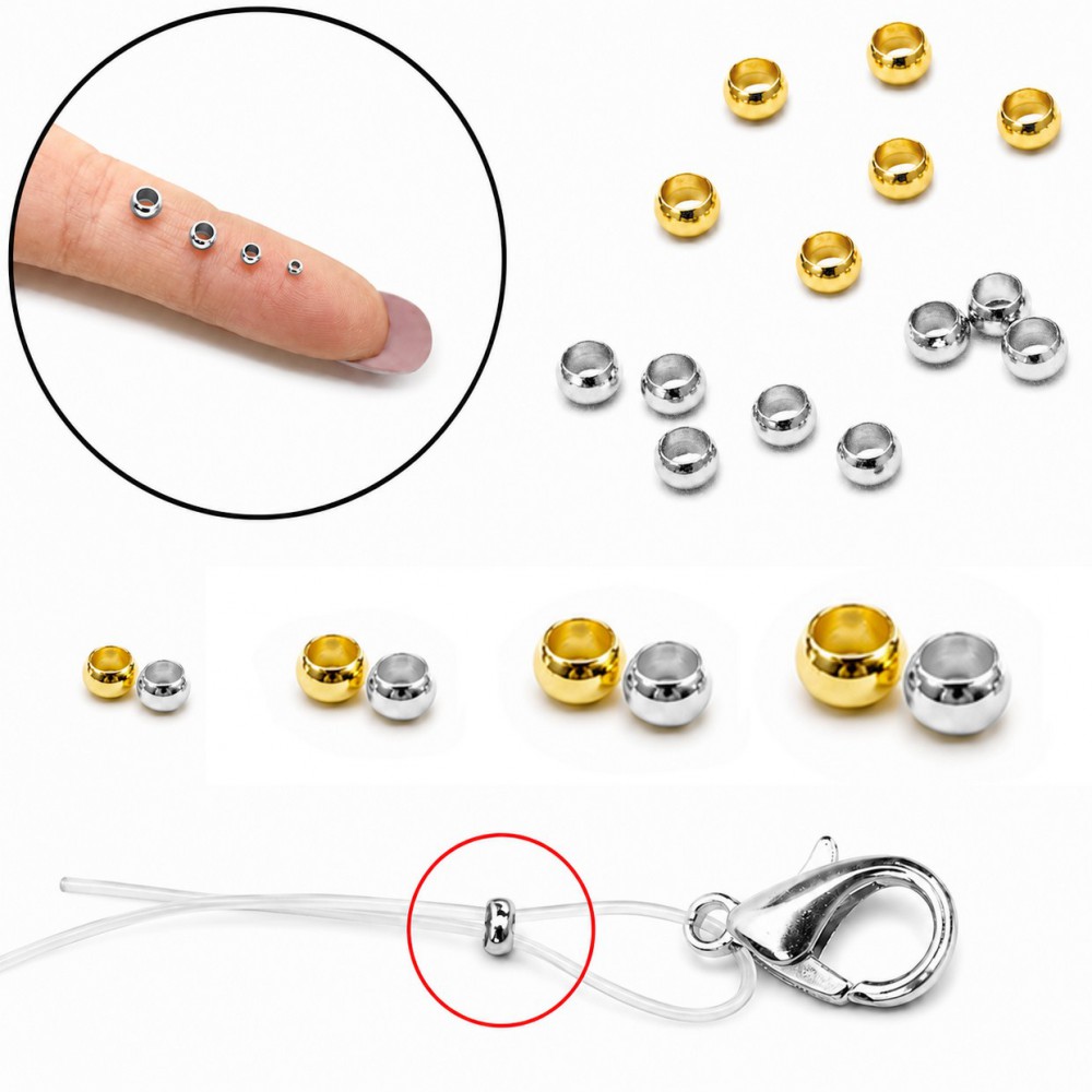 Στοπ μεταλλικές χάντρες 2mm/ 2.5mm/ 3mm/ 3.5mm (συσκευασία) Ακροδέκτες