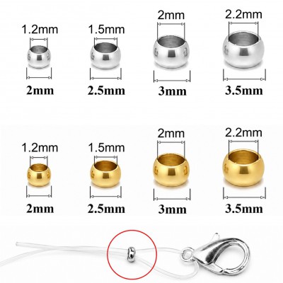 Στοπ μεταλλικές χάντρες 2mm/ 2.5mm/ 3mm/ 3.5mm (συσκευασία)