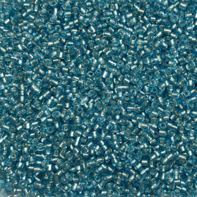 Μικρές γυάλινες χάντρες 2.3mm διάφανο γαλάζιο πετρόλ silver line χρώμα (συσκευασία/60g/4000χάντρες)