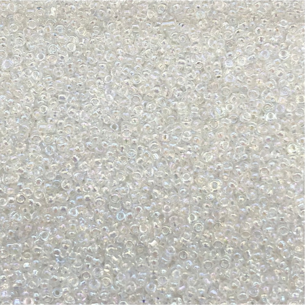 Μικρές γυάλινες χάντρες 2.3mm διάφανο ιριδίζον (συσκευασία/60g/4000χάντρες) Μικρές Χάντρες 2.3mm