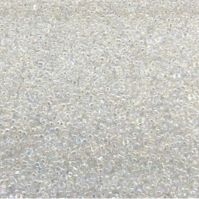 Μικρές γυάλινες χάντρες 2.3mm διάφανο ιριδίζον (συσκευασία/60g/4000χάντρες)