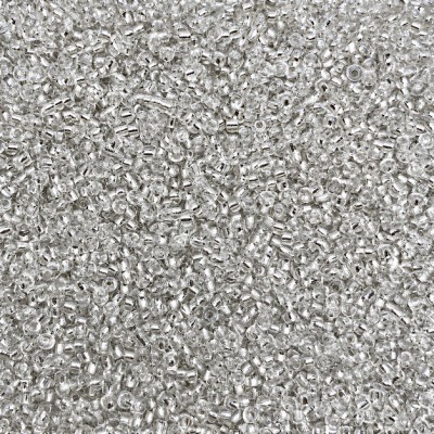 Μικρές γυάλινες χάντρες 2.3mm διάφανο silver line (συσκευασία/60g/4000χάντρες)