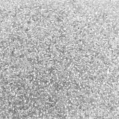 Μικρές γυάλινες χάντρες 2.3mm διάφανο silver line (συσκευασία/60g/4000χάντρες)