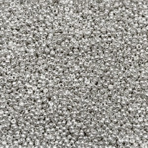 Μικρές γυάλινες χάντρες 2.3mm μεταλλικό ασημί χρώμα (συσκευασία/60g/4000χάντρες) Μικρές Χάντρες 2.3mm