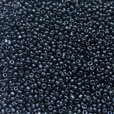 Μικρές γυάλινες χάντρες 2.3mm μεταλλικό μπλε σκούρο χρώμα (συσκευασία/60g/4000χάντρες)