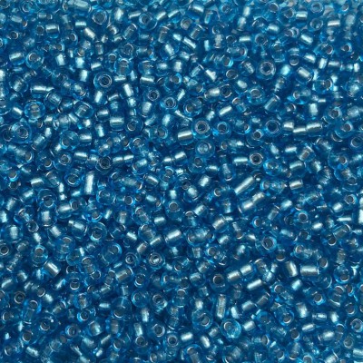 Μικρές γυάλινες χάντρες 3mm διάφανο μπλε ραφ silver line χρώμα (συσκευασία/60g/2000χάντρες)