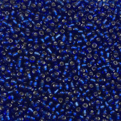 Μικρές γυάλινες χάντρες 3mm διάφανο μπλε σκούρο silver line χρώμα (συσκευασία/60g/2000χάντρες)