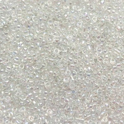 Μικρές γυάλινες χάντρες 3mm διάφανο ιριδίζον (συσκευασία/60g/2000χάντρες)