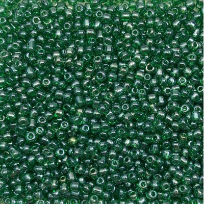 Seed glass beads 3mm transparent green glossy color (pack/60g/2000beads)