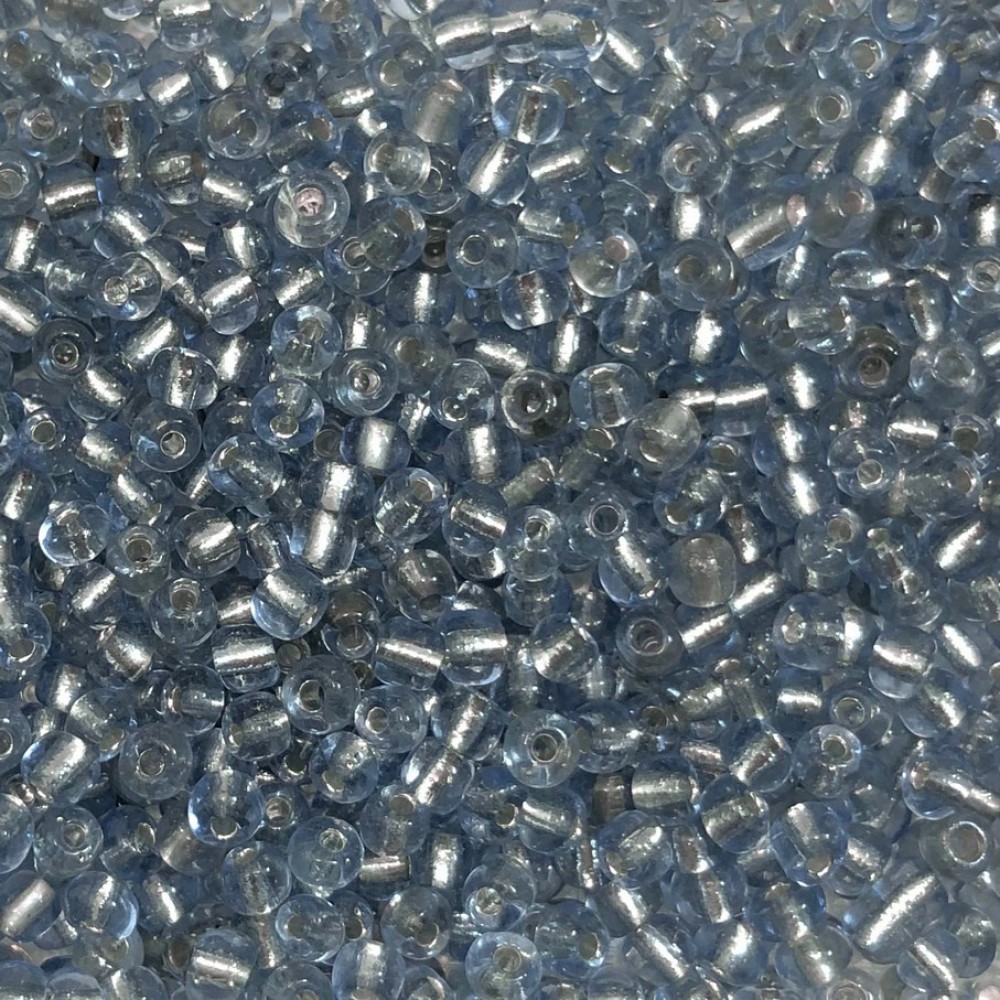 Μικρές γυάλινες χάντρες 4mm διάφανο γαλάζιο silver line χρώμα (συσκευασία/60g/1000χάντρες) Μικρές Χάντρες 4mm