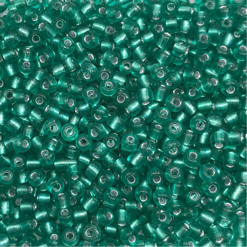Μικρές γυάλινες χάντρες 4mm διάφανο τιρκουάζ silver line χρώμα (συσκευασία/60g/1000χάντρες) Μικρές Χάντρες 4mm