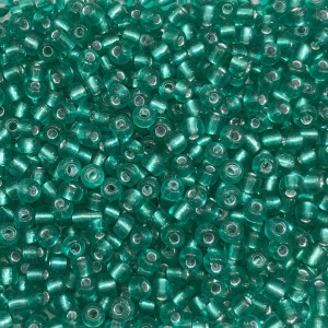 Μικρές γυάλινες χάντρες 4mm διάφανο τιρκουάζ silver line χρώμα (συσκευασία/60g/1000χάντρες) Μικρές Χάντρες 4mm