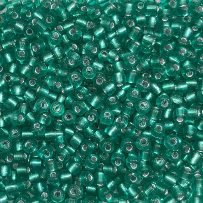 Μικρές γυάλινες χάντρες 4mm διάφανο τιρκουάζ silver line χρώμα (συσκευασία/60g/1000χάντρες)