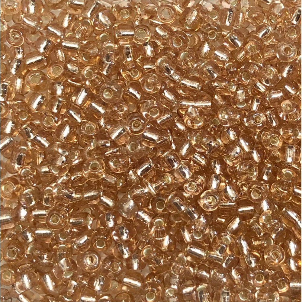 Μικρές γυάλινες χάντρες 4mm διάφανο ροζ χρυσό silver line χρώμα (συσκευασία/60g/1000χάντρες) Μικρές Χάντρες 4mm