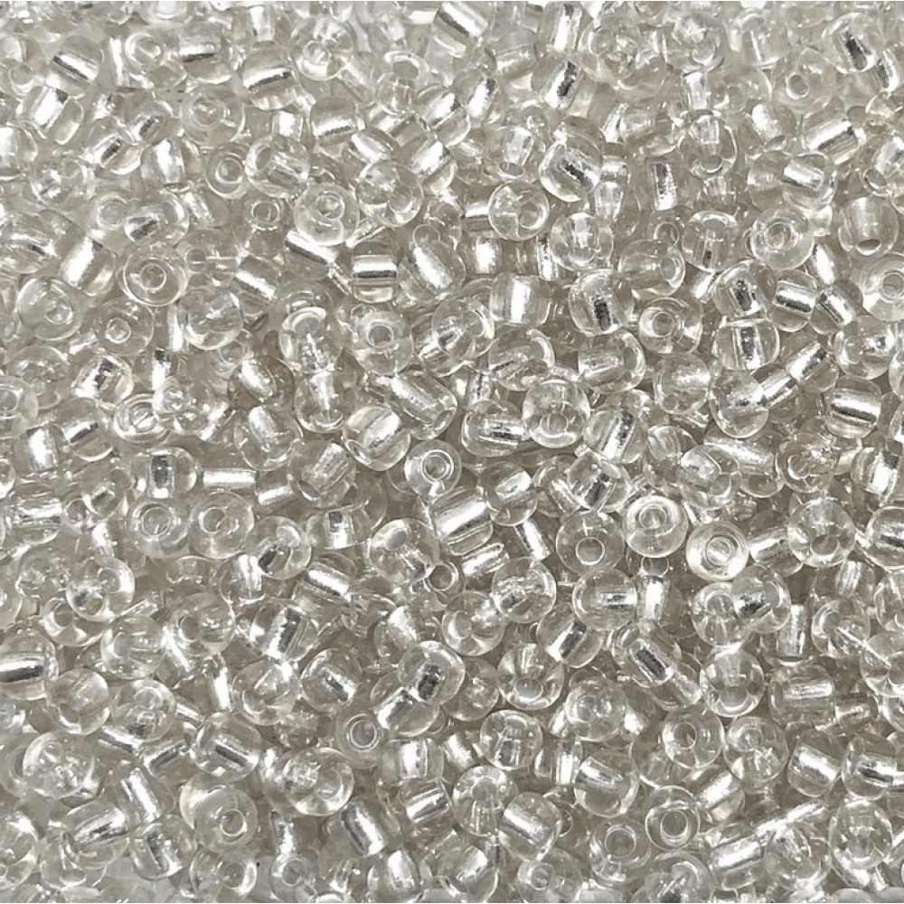 Μικρές γυάλινες χάντρες 4mm διάφανο silver line χρώμα (συσκευασία/60g/1000χάντρες) Μικρές Χάντρες 4mm