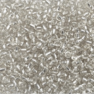 Μικρές γυάλινες χάντρες 4mm διάφανο silver line χρώμα (συσκευασία/60g/1000χάντρες)