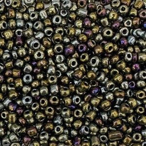 Μικρές γυάλινες χάντρες 4mm χαμαιλέων μπρονζέ, ανθρακί, μωβ ιριδίζον χρώμα (συσκευασία/60g/1000χάντρες) Μικρές Χάντρες 4mm