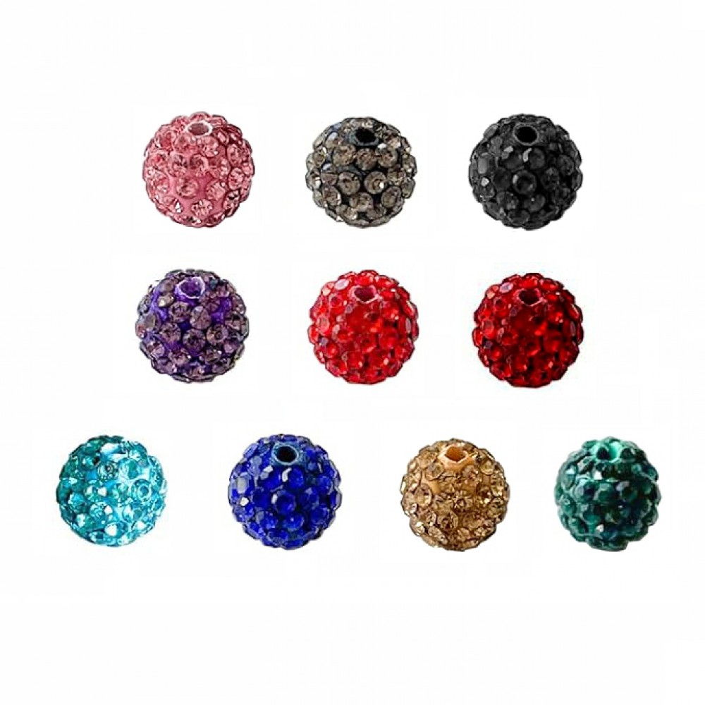 Rhinestone round beads 6mm / 8mm with hole (pack) Beads with Rhinestones