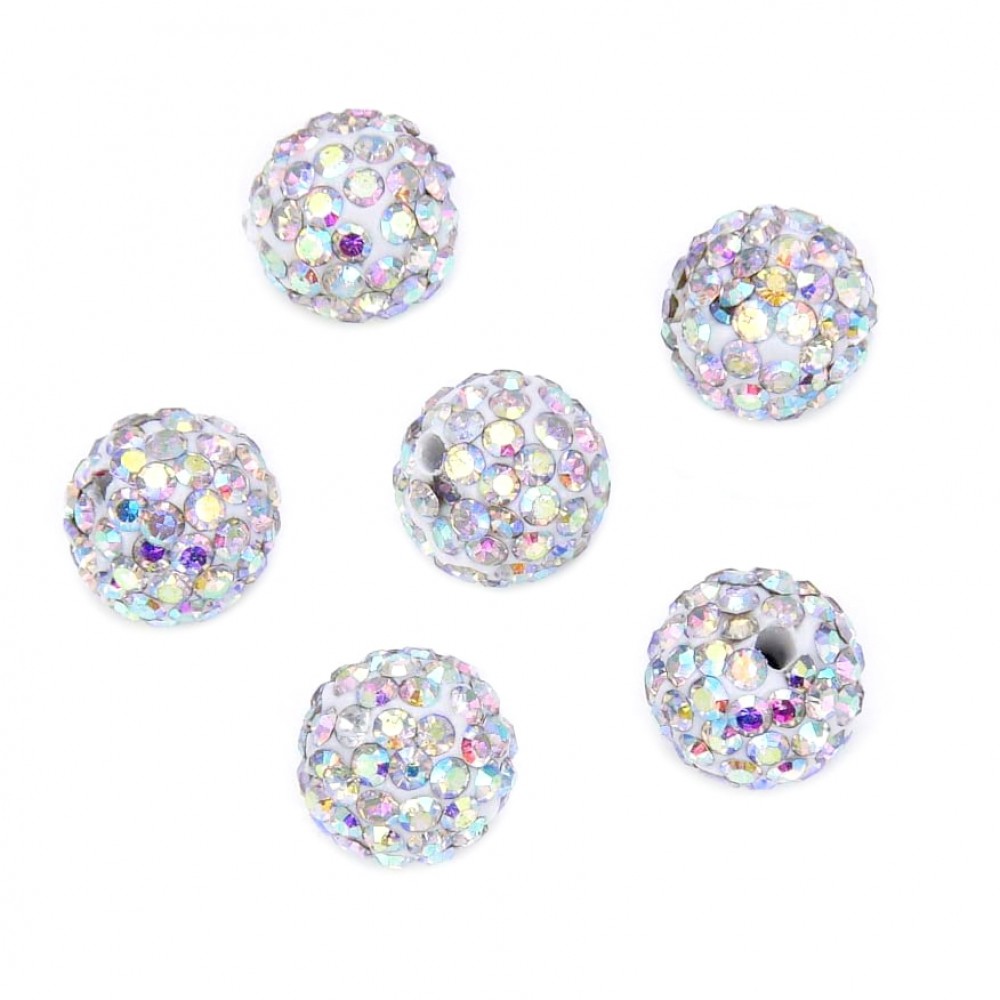Rhinestone round beads with hole clear AB color 6mm/ 8mm/ 10mm (pack) Beads with Rhinestones