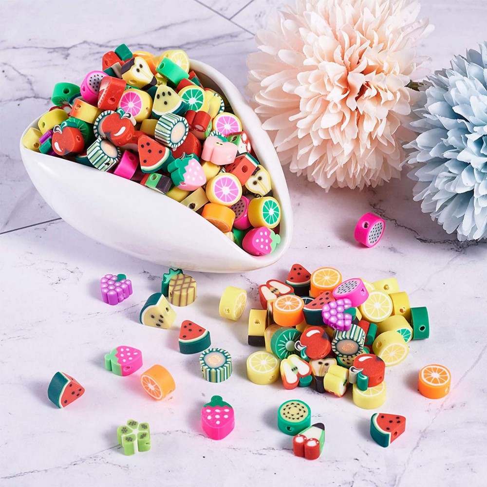 Χάντρες fimo 10mm Φρουτάκια μικτά σχέδια (συσκευασία∽55χάντρες) Χάντρες Fimo