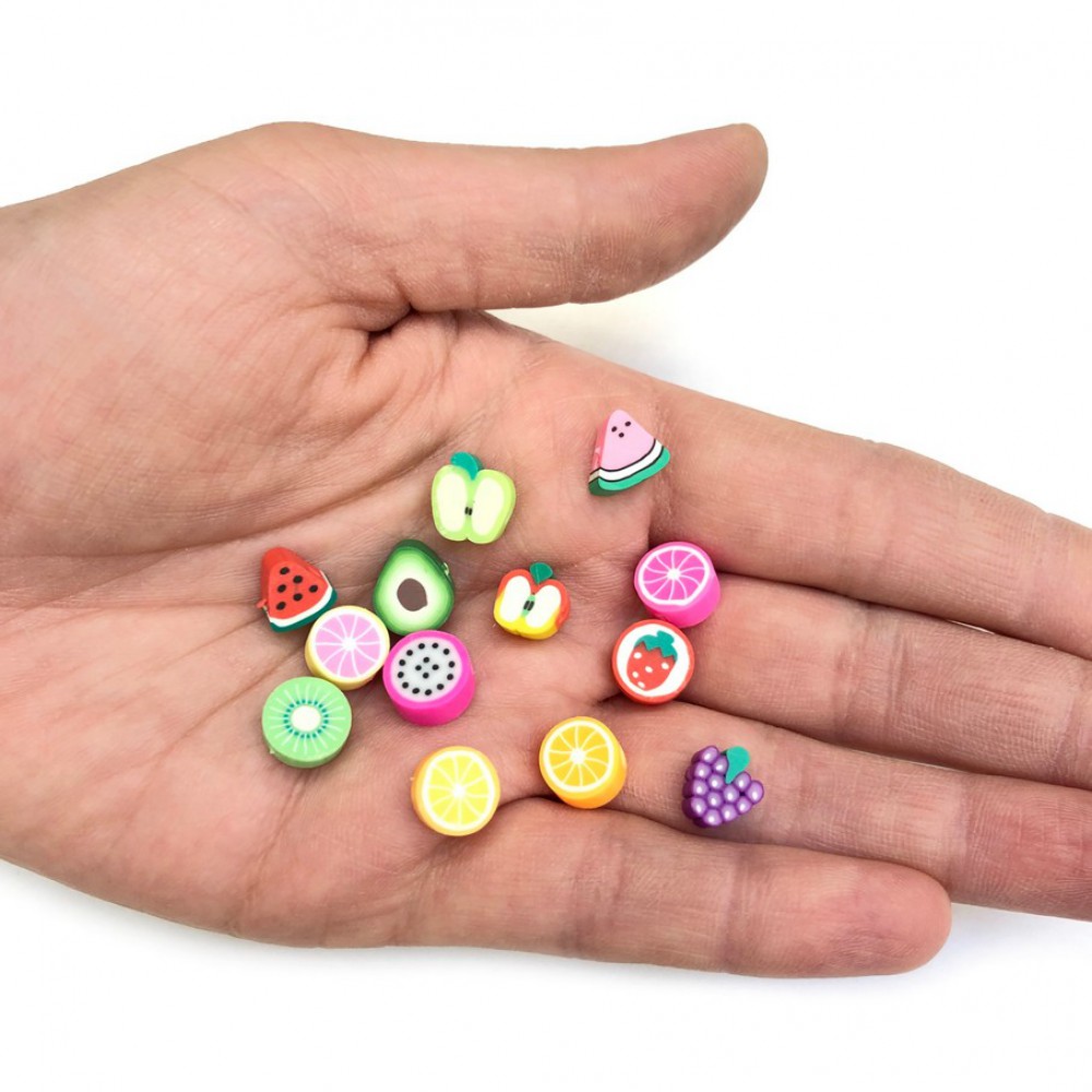 Χάντρες fimo 10mm Φρουτάκια μικτά σχέδια (συσκευασία∽55χάντρες) Χάντρες Fimo