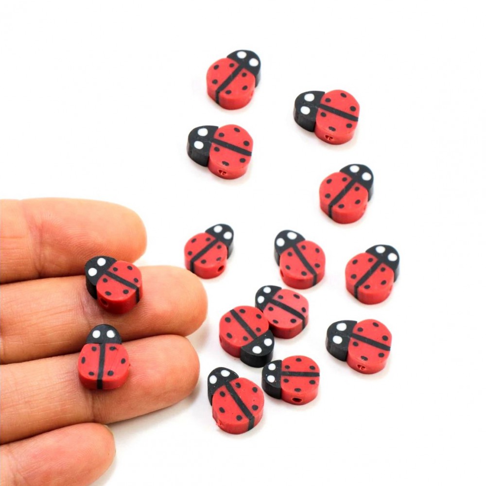 Χάντρες fimo 10mm Πασχαλίτσα (συσκευασία∽40χάντρες) Χάντρες Fimo