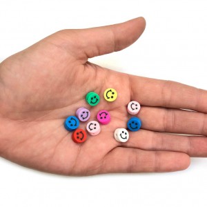 Χάντρες fimo 10mm Smile emoji μικτά χρώματα (συσκευασία∽49χάντρες) Χάντρες Fimo