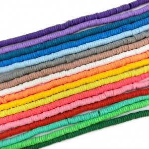 Χάντρες fimo ροδέλα πλακέ 4mm (σειρά∽300χάντρες/ 36cm∽38cm) Χάντρες Fimo