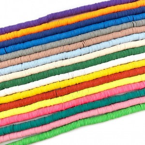 Χάντρες fimo ροδέλα πλακέ 6mm (σειρά∽300χάντρες/ 36cm∽38cm) Χάντρες Fimo