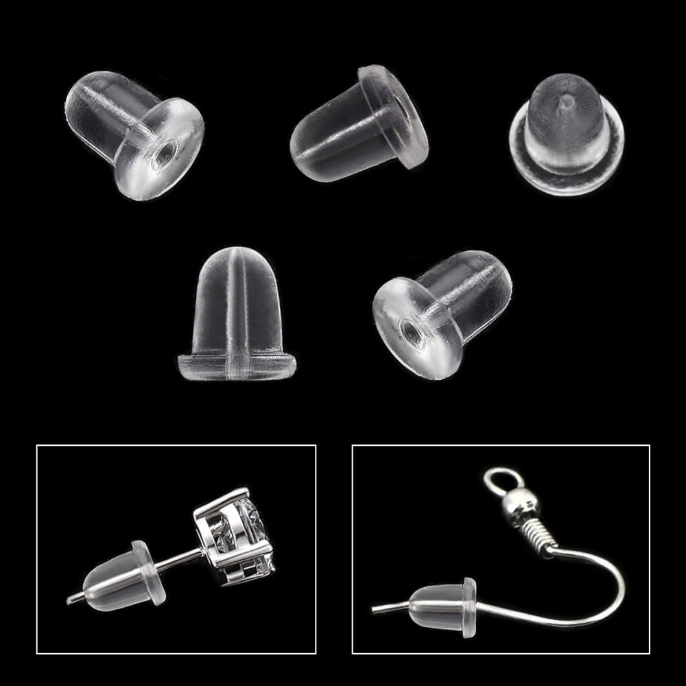 Earring silicone back stoppers 5x6mm (pack∽50pcs.) Earring Parts
