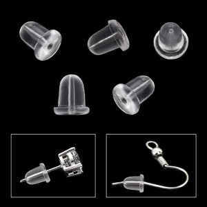 Earring silicone back stoppers 5x6mm (pack∽50pcs.) Earring Parts