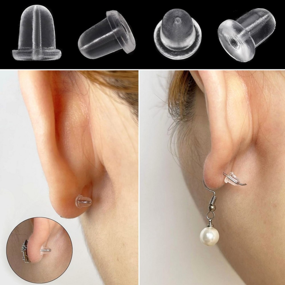 Earring silicone back stoppers 5x6mm (pack∽50pcs.) Earring Parts