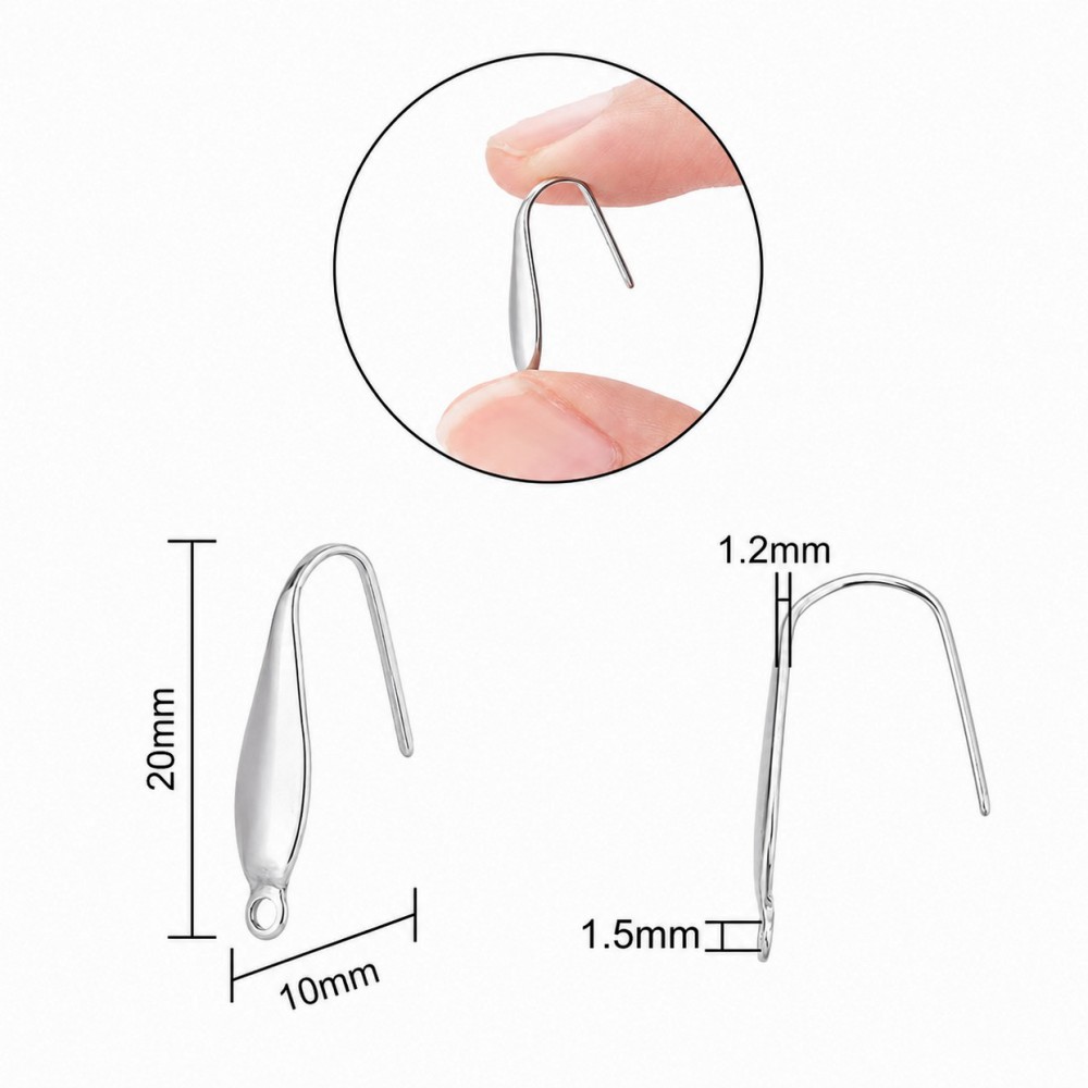 Ατσάλινα γαντζάκια για σκουλαρίκια fish hooks 20mm (συσκευασία/10τμχ.) Υλικά για Σκουλαρίκια