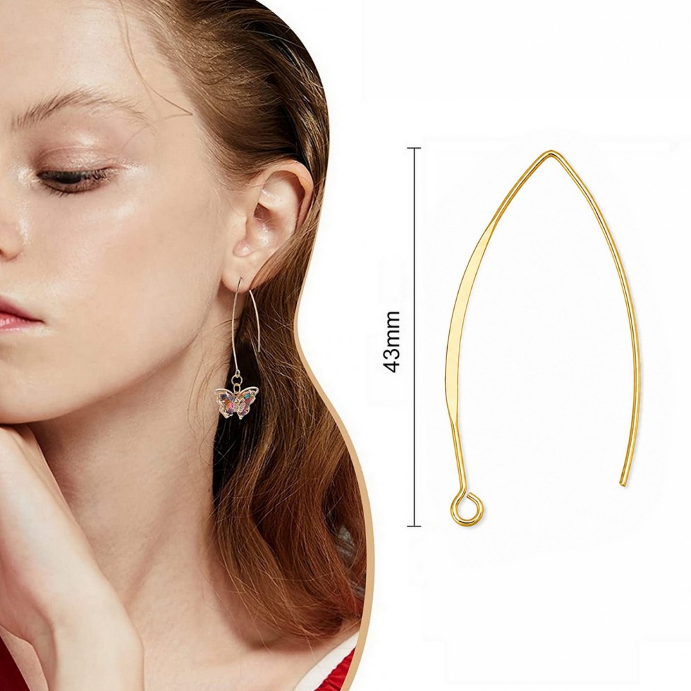 Ατσάλινα γαντζάκια V-shape για σκουλαρίκια 33mm / 43mm (συσκευασία) Υλικά για Σκουλαρίκια