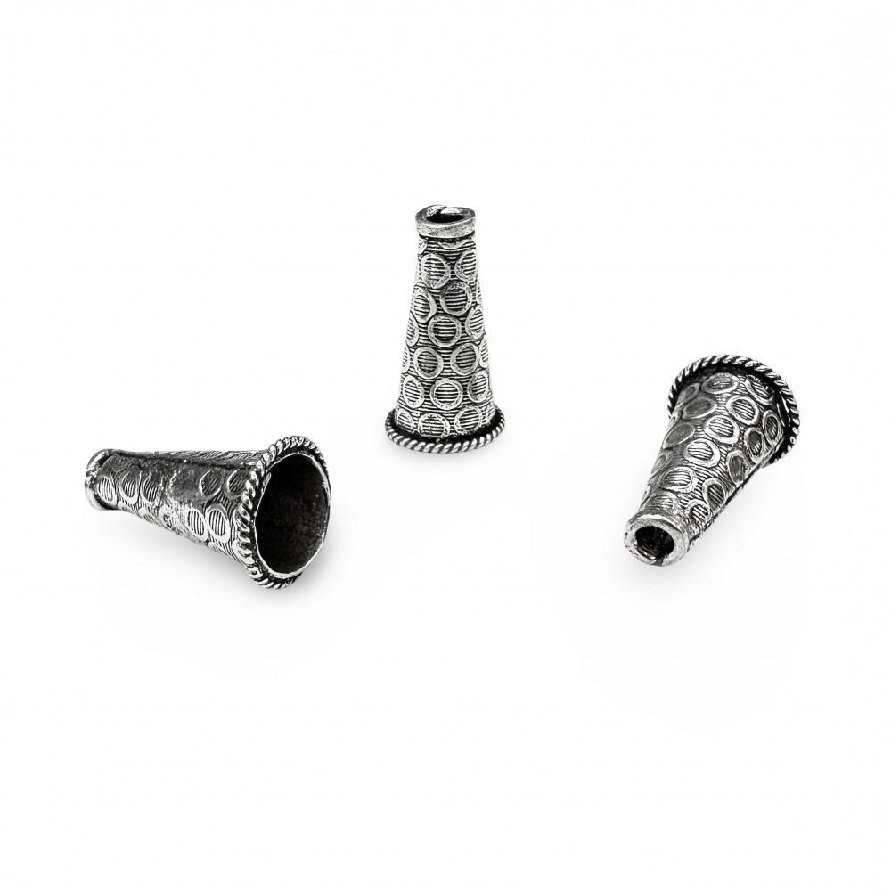 Καπελάκι μεταλλικό μακρύ 21x12mm για φούντα Εξαρτήματα για Κομπολόι