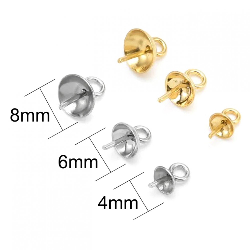 Ατσάλινα καπελάκια με καρφάκι και κρίκο 4mm / 6mm / 8mm (συσκευασία) Κρικάκια Συνδετικά