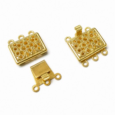 Κουμπώμα συρταρωτό επίχρυσο 14x13mm με 3 κρίκους